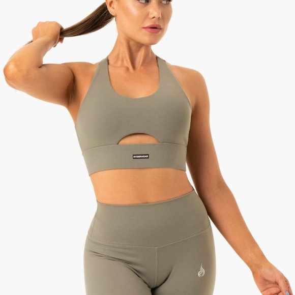 BRAND NEW Khaki base racer back sports bra - Picture 3 of 3